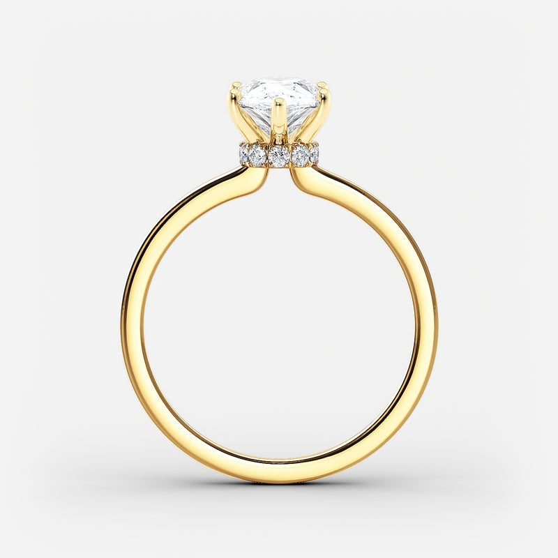 Classic Ribbon Halo Pear Diamond Engagement Ring