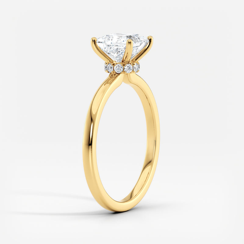 Classic Ribbon Halo Princess Diamond Engagement Ring