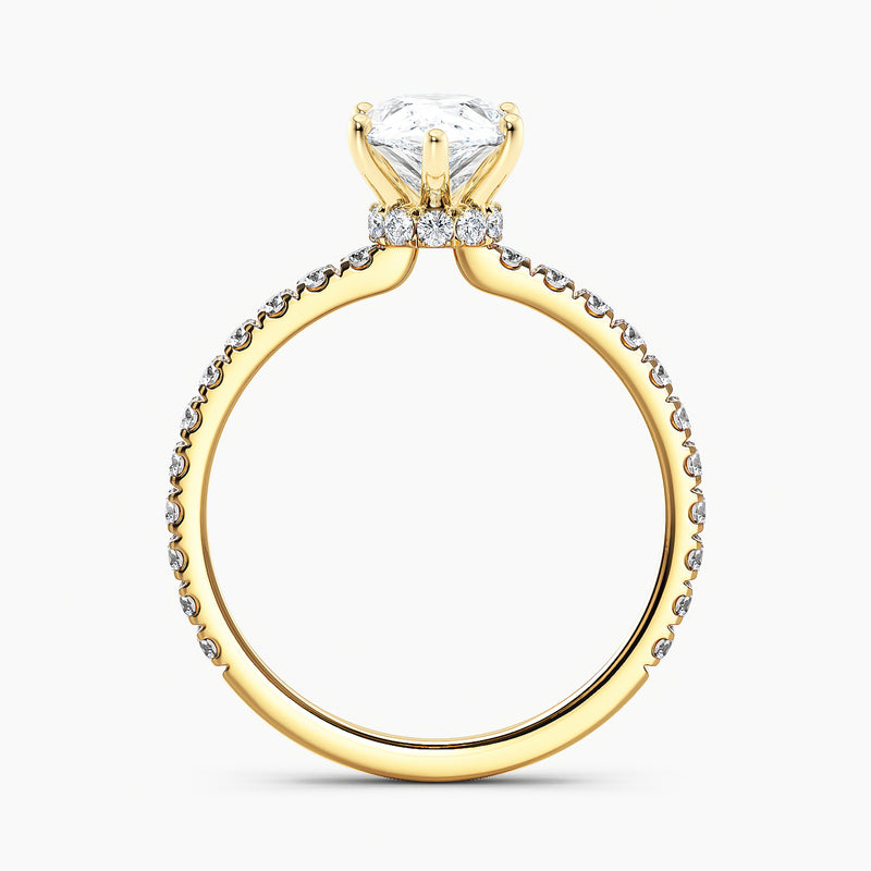 Marquise Cut 2.00 Ct Diamond Pavé Band Solitaire Ring - Sterling Silver