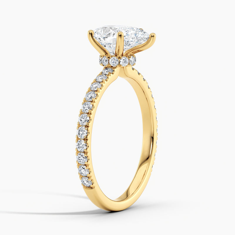 Ribbon Hidden Halo Pear Diamond Engagement Ring