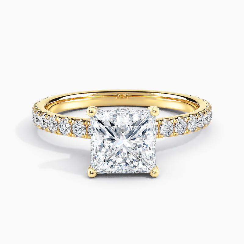 Ribbon Hidden Halo Princess Diamond Engagement Ring