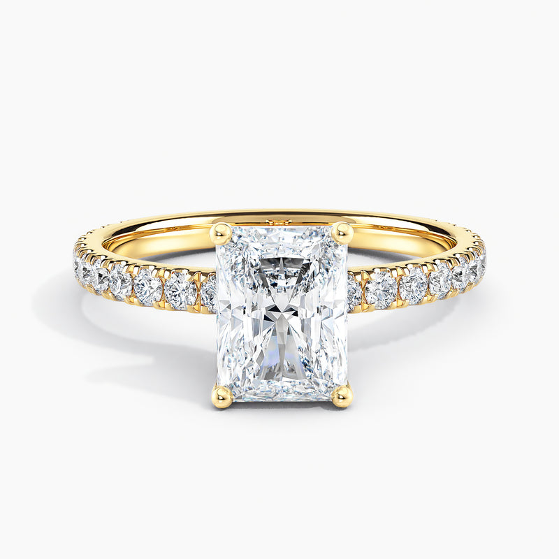 Ribbon Hidden Halo Radiant Diamond Engagement Ring