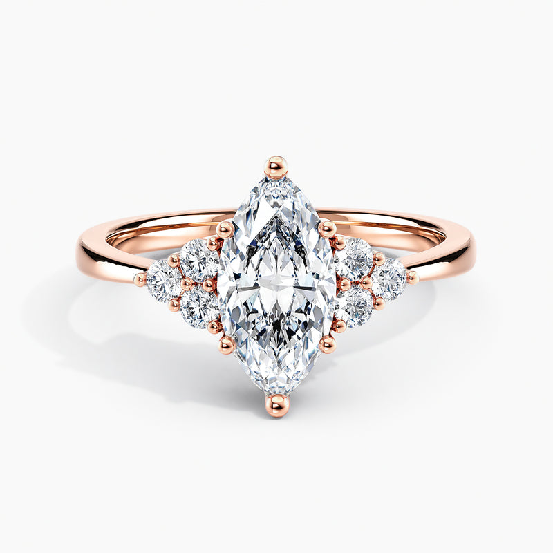 Marquise Cut 2.40 Ct Diamond Three Stone Cluster Accent Ring - Sterling Silver