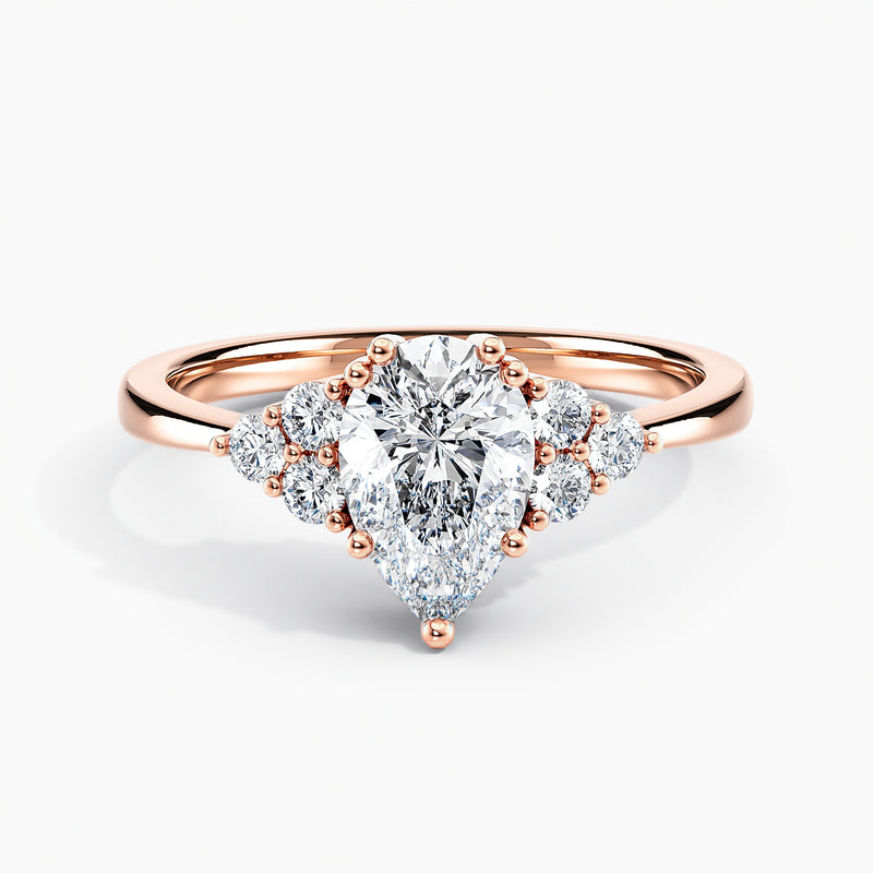 2.70 Ct Pear Cut Lab Grown Diamond Halo Cluster Ring - Sterling Silver
