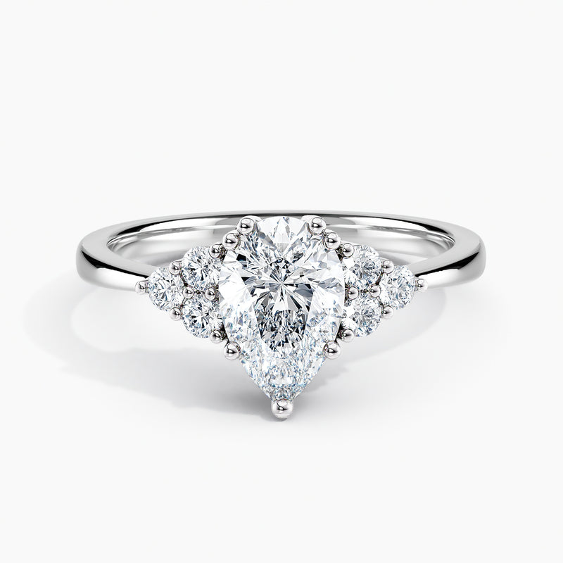 2.70 Ct Pear Cut Lab Grown Diamond Halo Cluster Ring - Sterling Silver