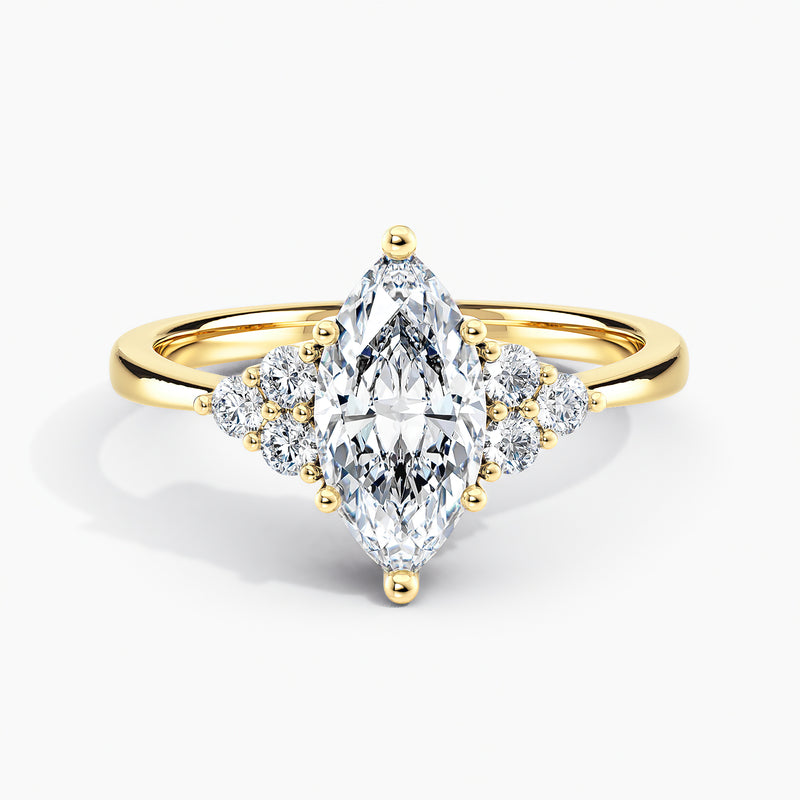 Marquise Cut 2.40 Ct Diamond Three Stone Cluster Accent Ring - Sterling Silver