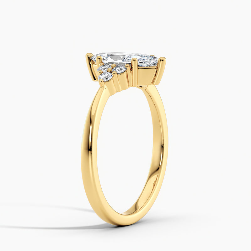 Marquise Cut 2.40 Ct Diamond Three Stone Cluster Accent Ring - Sterling Silver