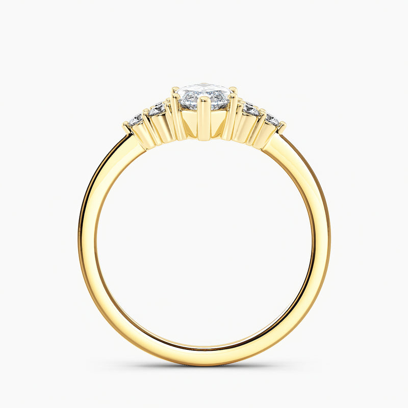 Marquise Cut 2.40 Ct Diamond Three Stone Cluster Accent Ring - Sterling Silver