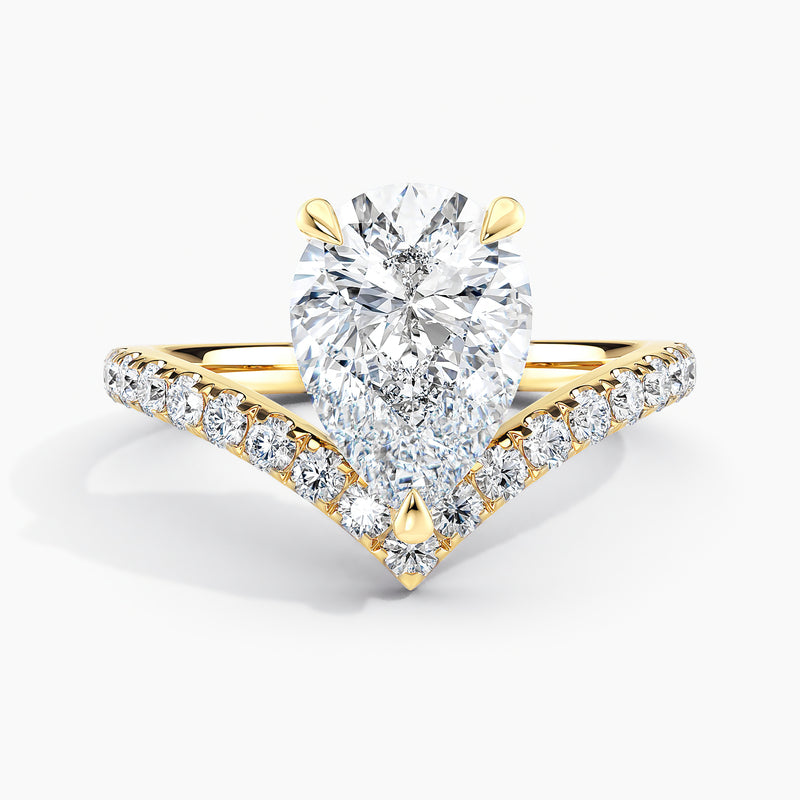 Chevron Diamond V Pear Diamond Engagement Ring