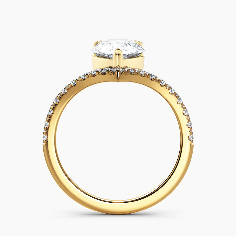 Chevron Diamond V Pear Diamond Engagement Ring