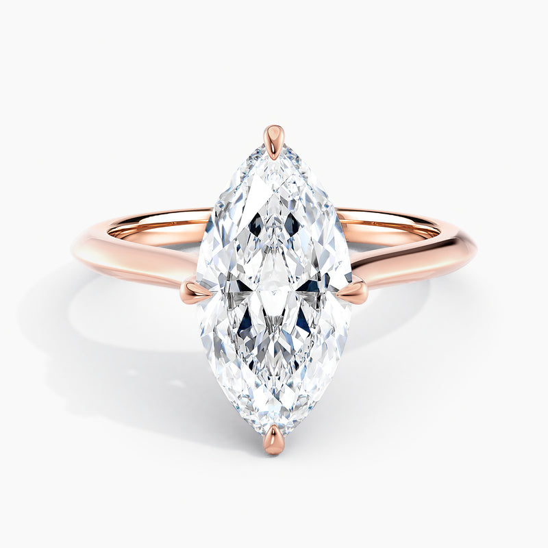 Marquise Cut 2.00 Ct Diamond Classic Solitaire Minimal Ring - Sterling Silver