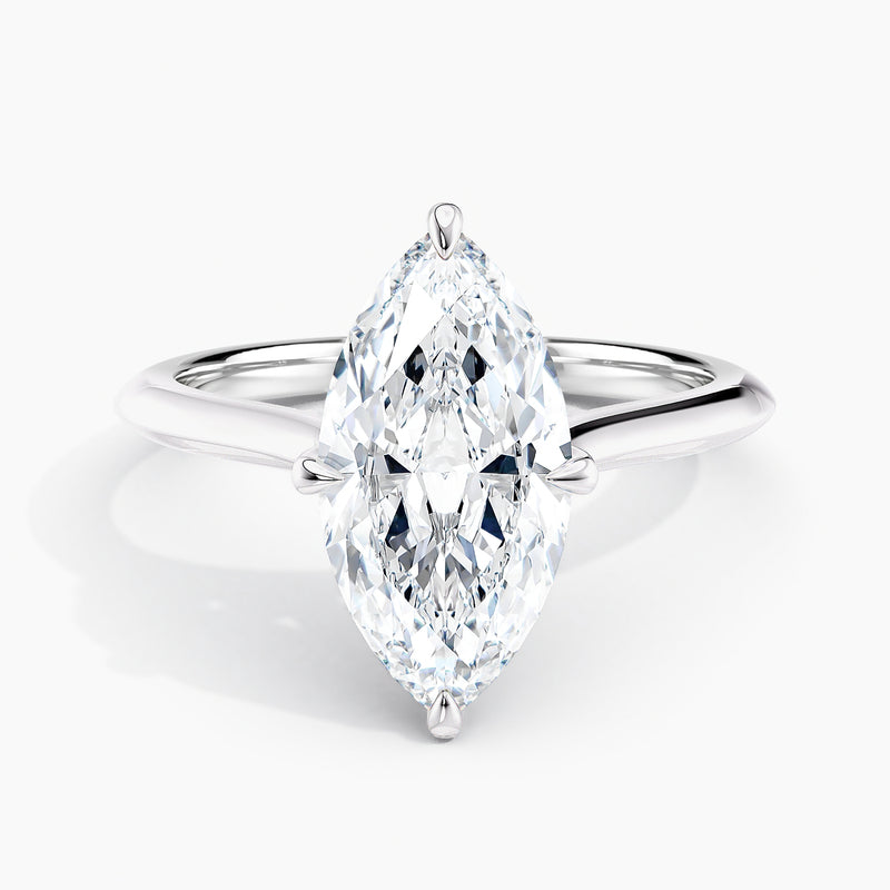 Marquise Cut 2.00 Ct Diamond Classic Solitaire Minimal Ring - Sterling Silver
