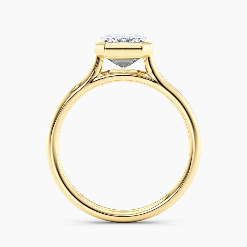 Bezel Set Solitaire Emerald Cut 2.70 Ct Lab Grown Diamond Ring - Sterling Silver