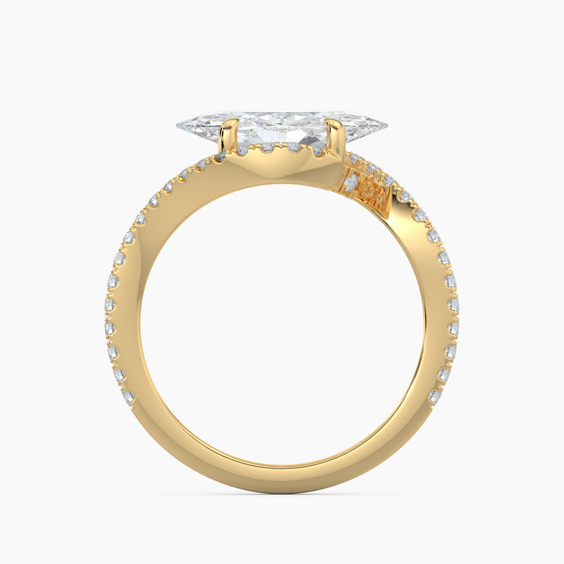 Marquise Cut 1.50 Ct Diamond Twist Pavé Bypass Halo Ring - Sterling Silver