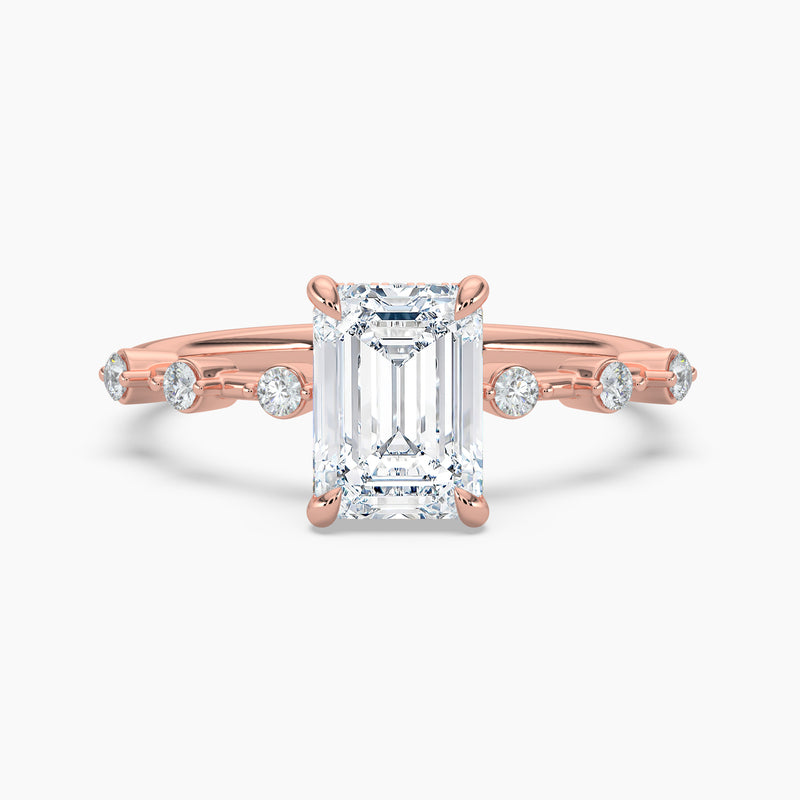 Emerald Cut 3.00 Ct Lab Grown Diamond Bubble Band Ring - Sterling Silver