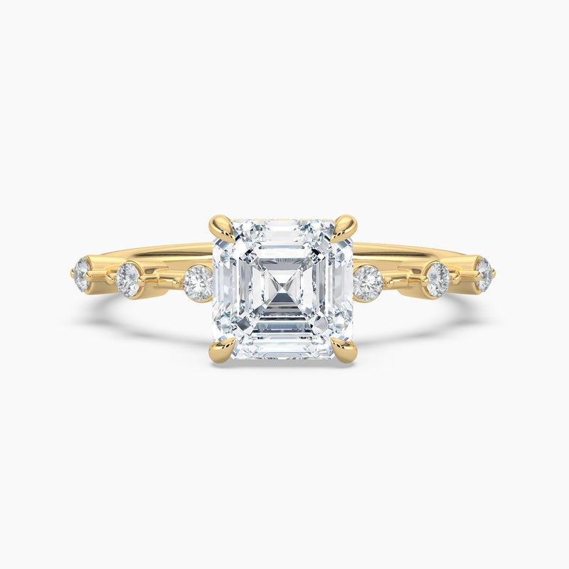 Asscher Diamond Diamond Station Hidden Halo Engagement Ring