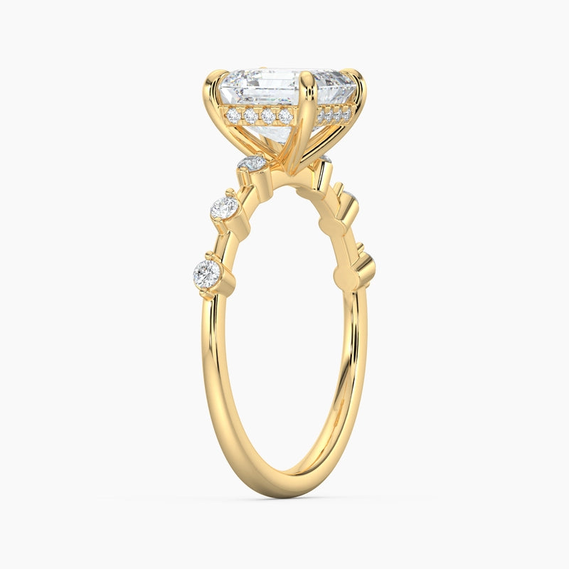 Asscher Cut 2.20 Ct Diamond Bezel Accent Band Solitaire Ring - Sterling Silver