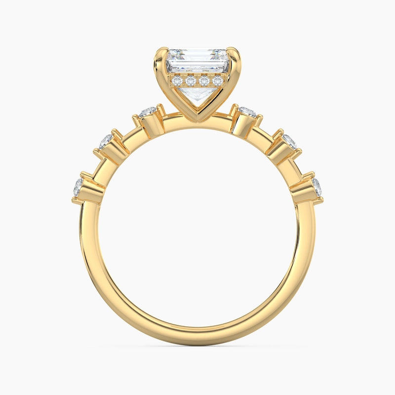 Asscher Cut 2.20 Ct Diamond Bezel Accent Band Solitaire Ring - Sterling Silver