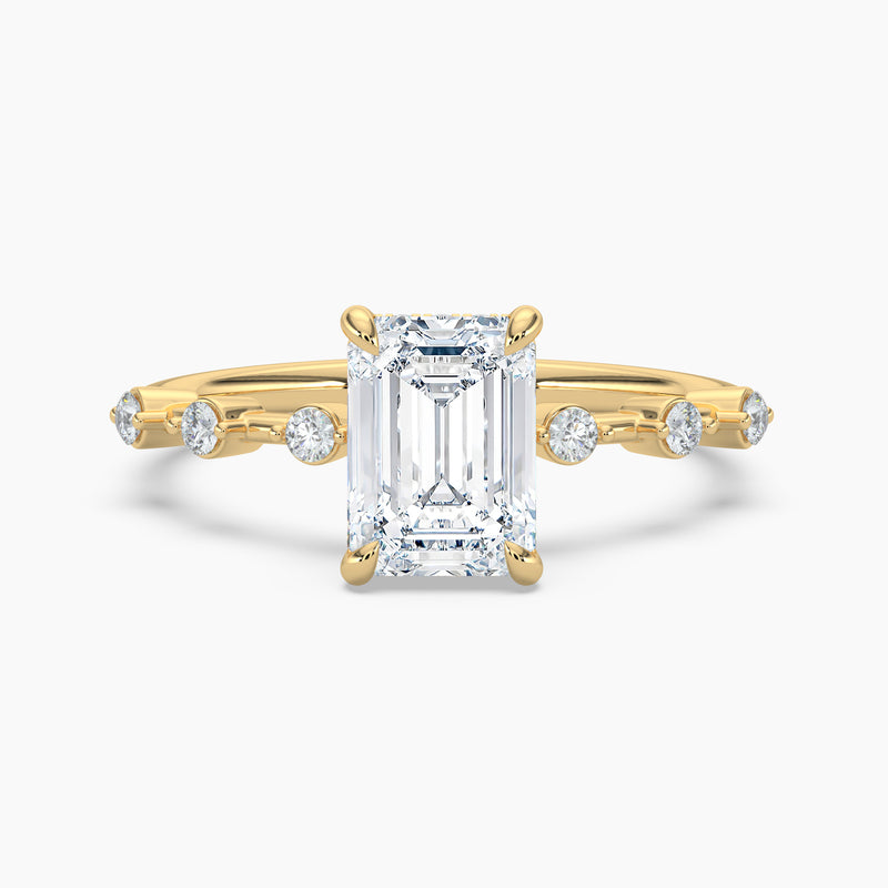 Diamond Station Emerald Cut Hidden Halo Engagement Ring
