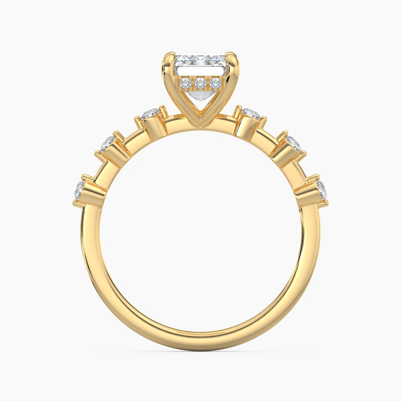 Emerald Cut 3.00 Ct Lab Grown Diamond Bubble Band Ring - Sterling Silver