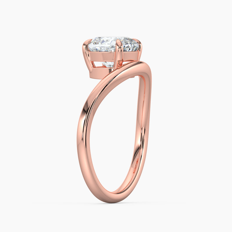 Curved Solitaire Cushion Diamond Engagement Ring