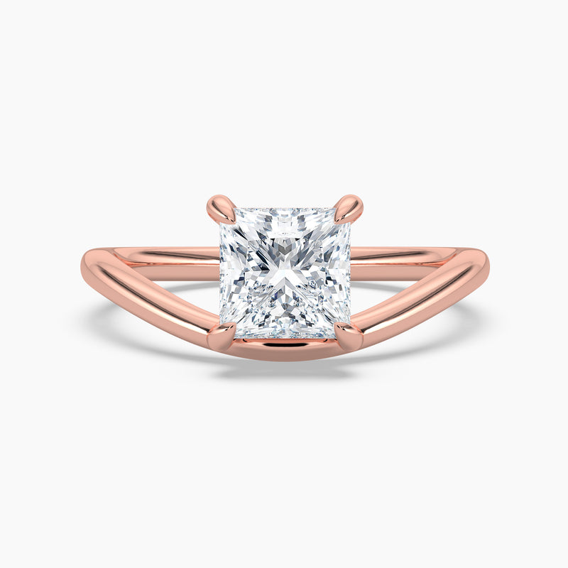 3.20 Ct Princess Cut Lab Grown Diamond Modern Bypass Solitaire Ring - Sterling Silver
