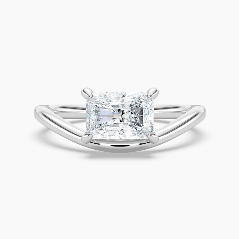 3.20 Ct Radiant Cut Lab Grown Diamond Solitaire Ring - Sterling Silver