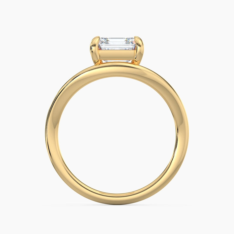 Asscher Diamond Curved Solitaire Engagement Ring