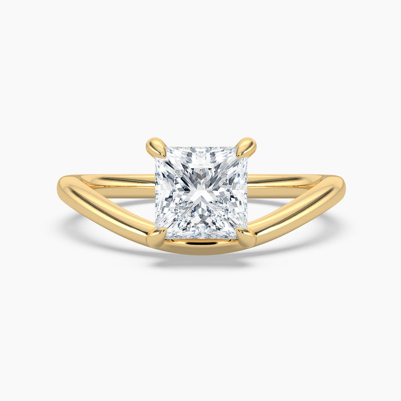 Princess Diamond Curved Solitaire Engagement Ring