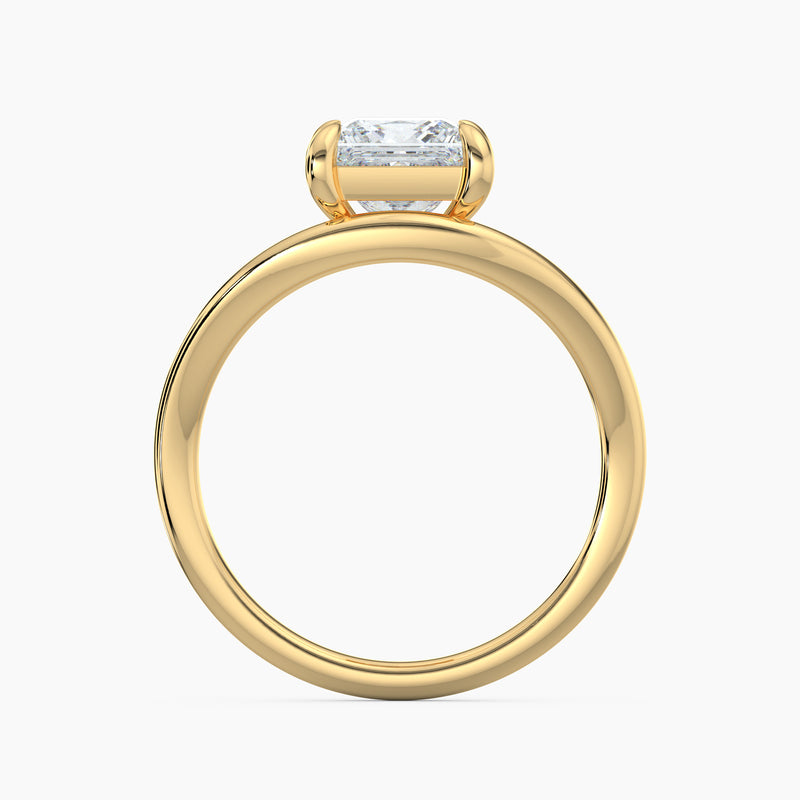 3.20 Ct Princess Cut Lab Grown Diamond Modern Bypass Solitaire Ring - Sterling Silver