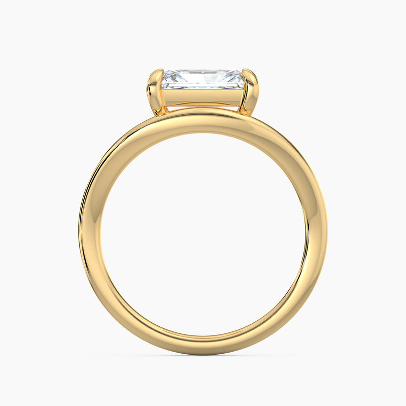 Radiant Diamond Curved Solitaire Engagement Ring