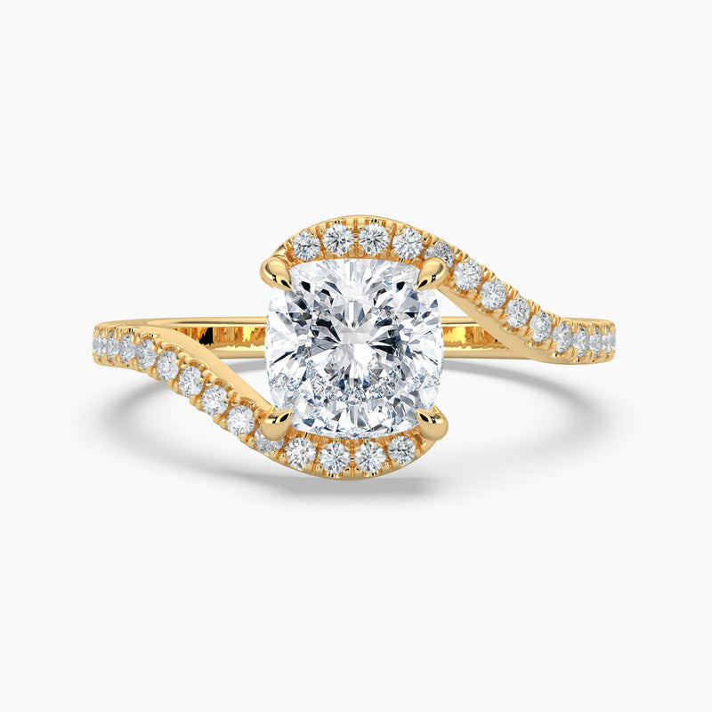 Bypass Halo Cushion Diamond Engagement Ring