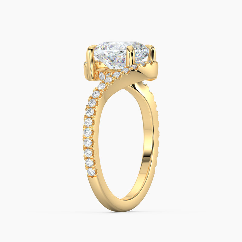 Bypass Halo Cushion Diamond Engagement Ring