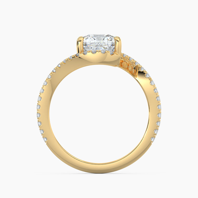 Bypass Halo Cushion Diamond Engagement Ring