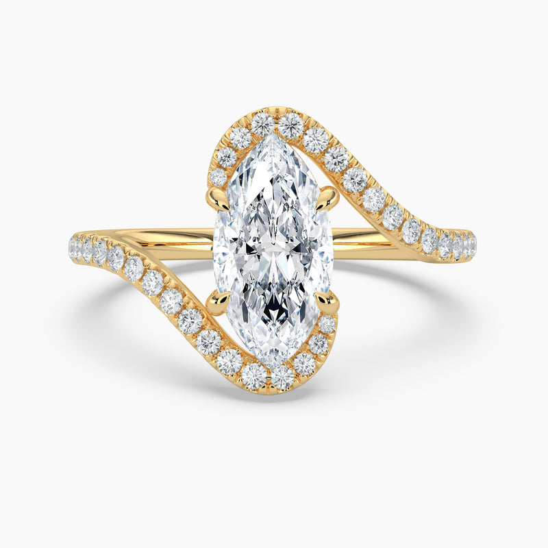 Bypass Halo Marquise Diamond Engagement Ring