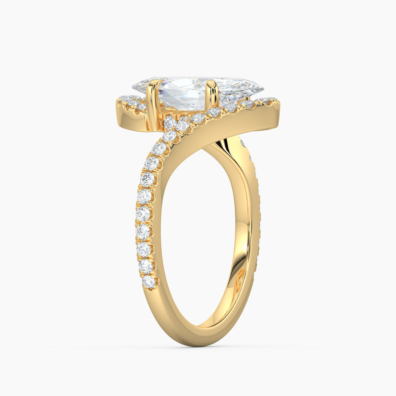Bypass Halo Marquise Diamond Engagement Ring