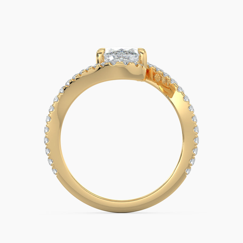 Marquise Cut 1.80 Ct Diamond Twist Halo Pavé Wrap Ring - Sterling Silver