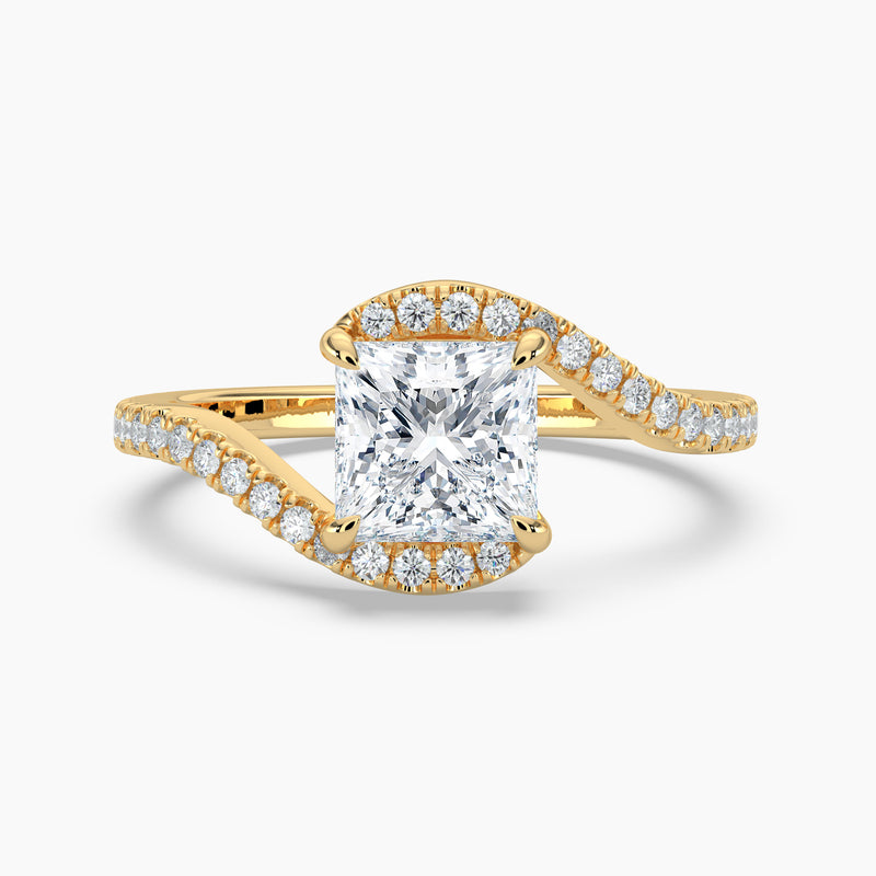 Princess Diamond Bypass Halo Engagement Ring