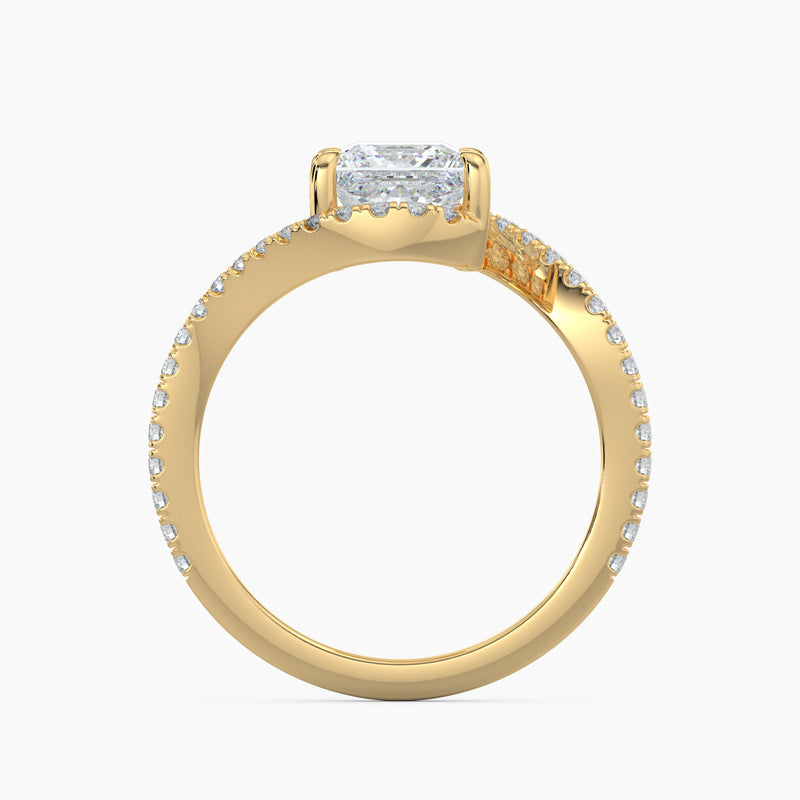 4.20 Ct Princess Cut Lab Grown Diamond Halo Twist Pavé Ring - Sterling Silver