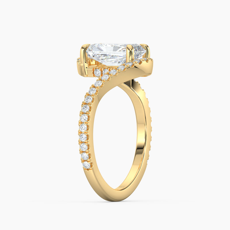 Radiant Diamond Bypass Halo Engagement Ring