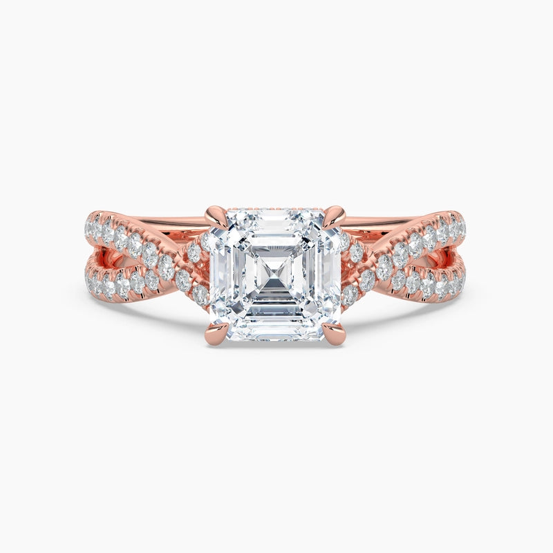 Emerald Cut 2.00 Ct Diamond Split Pavé Band Luxury Ring - Sterling Silver