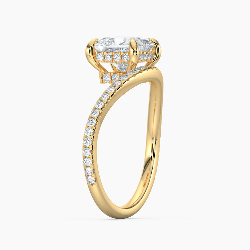 Curved Princess Diamond Band Engagement Ring