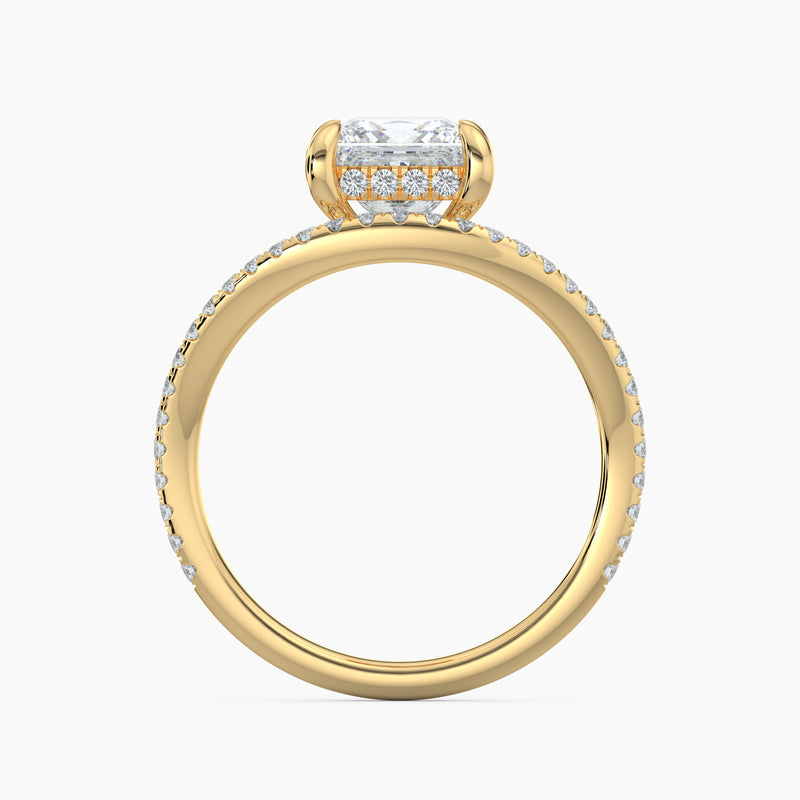 Curved Princess Diamond Band Engagement Ring