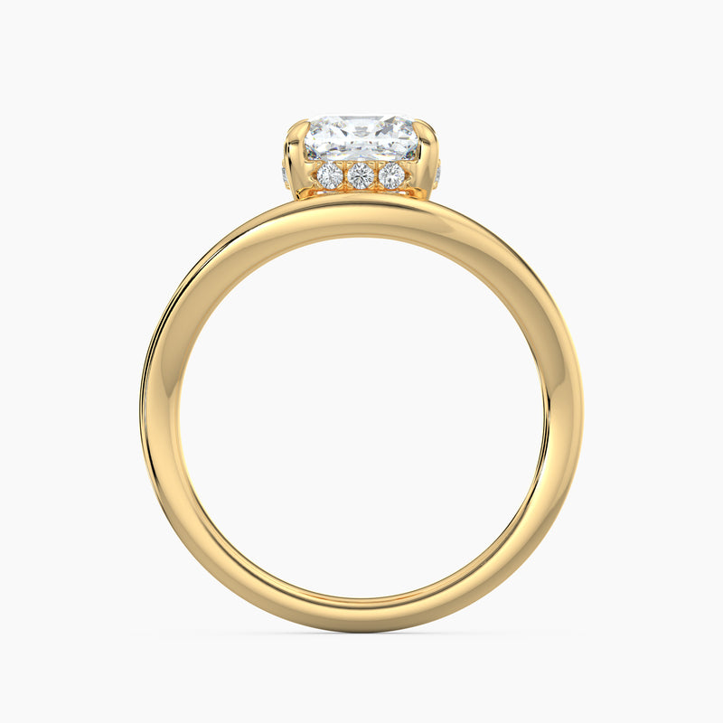 Curved Band Cushion Diamond Double Halo Engagement Ring