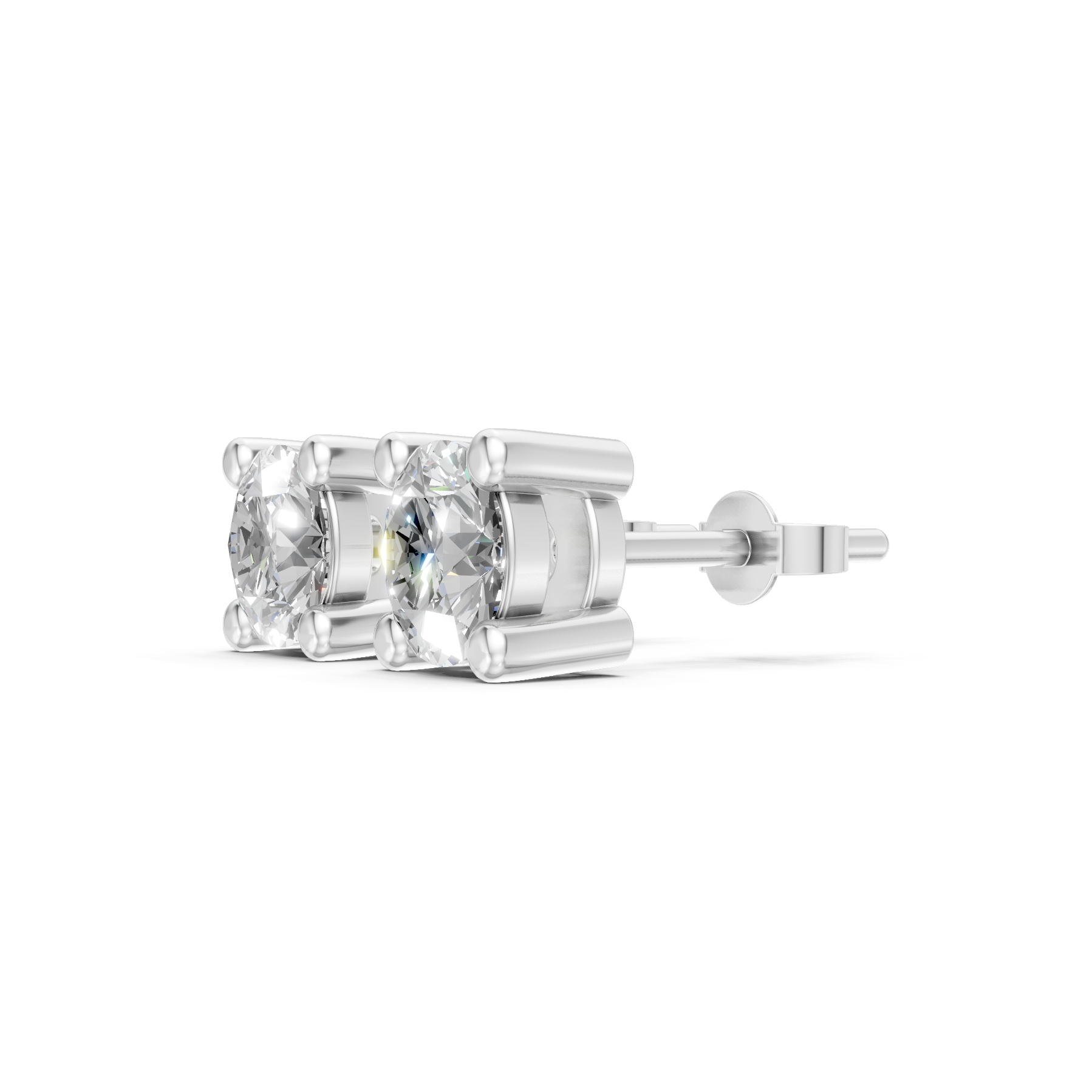 Lab Grown Diamond 1.00 CTW Solitaire Stud Earrings-925 Sterling Silver