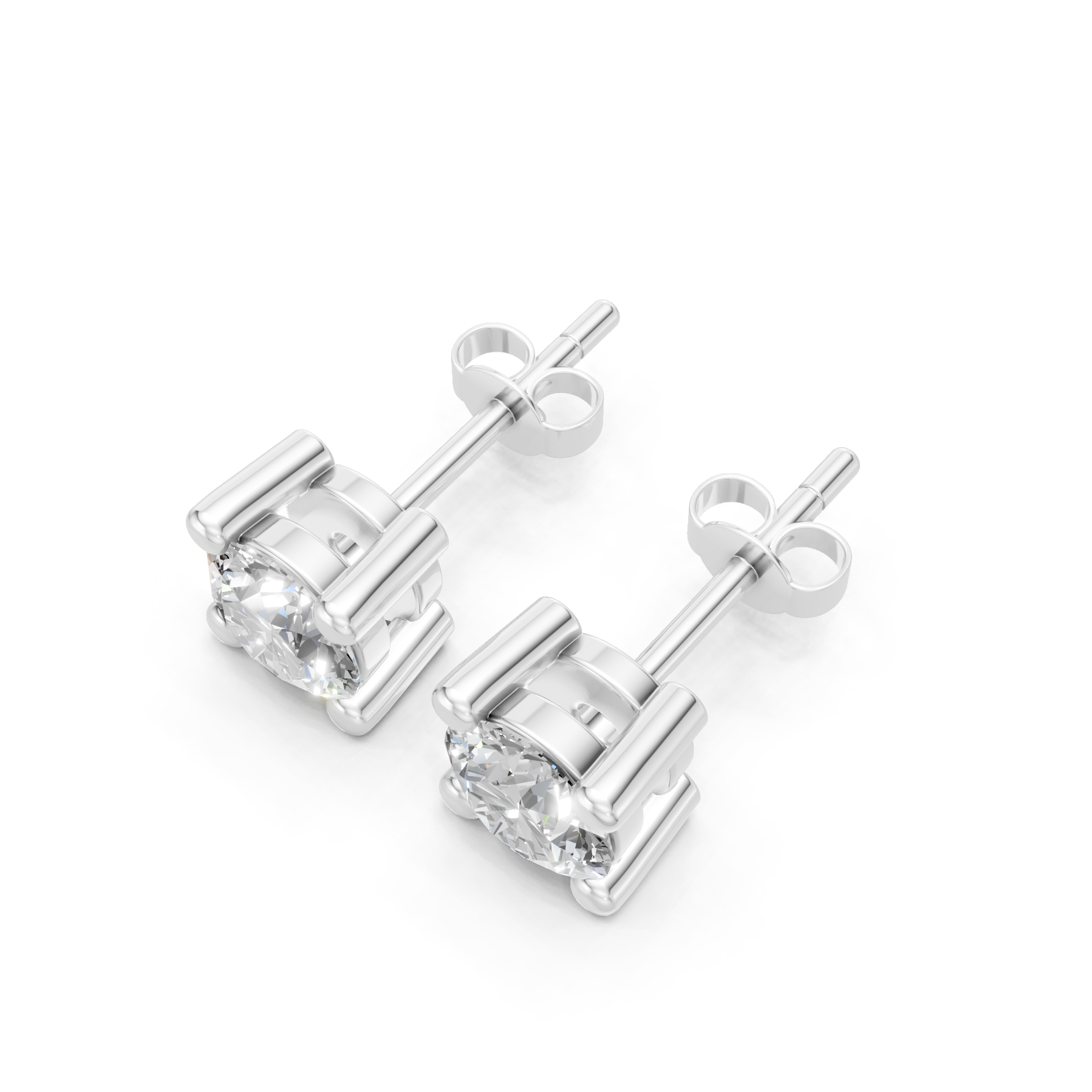 Lab Grown Diamond 1.00 CTW Solitaire Stud Earrings-925 Sterling Silver