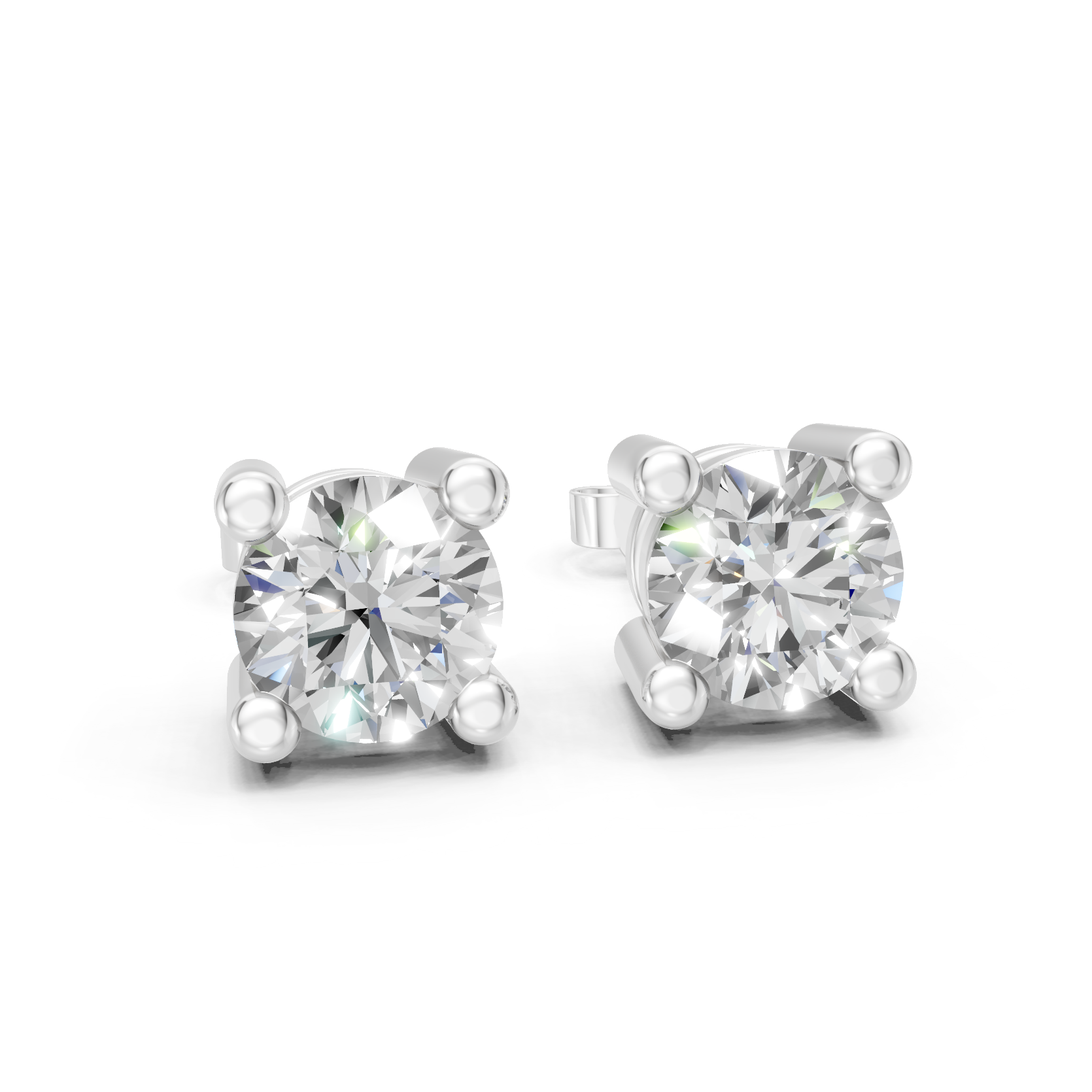 Lab Grown Diamond 1.00 CTW Solitaire Stud Earrings-925 Sterling Silver