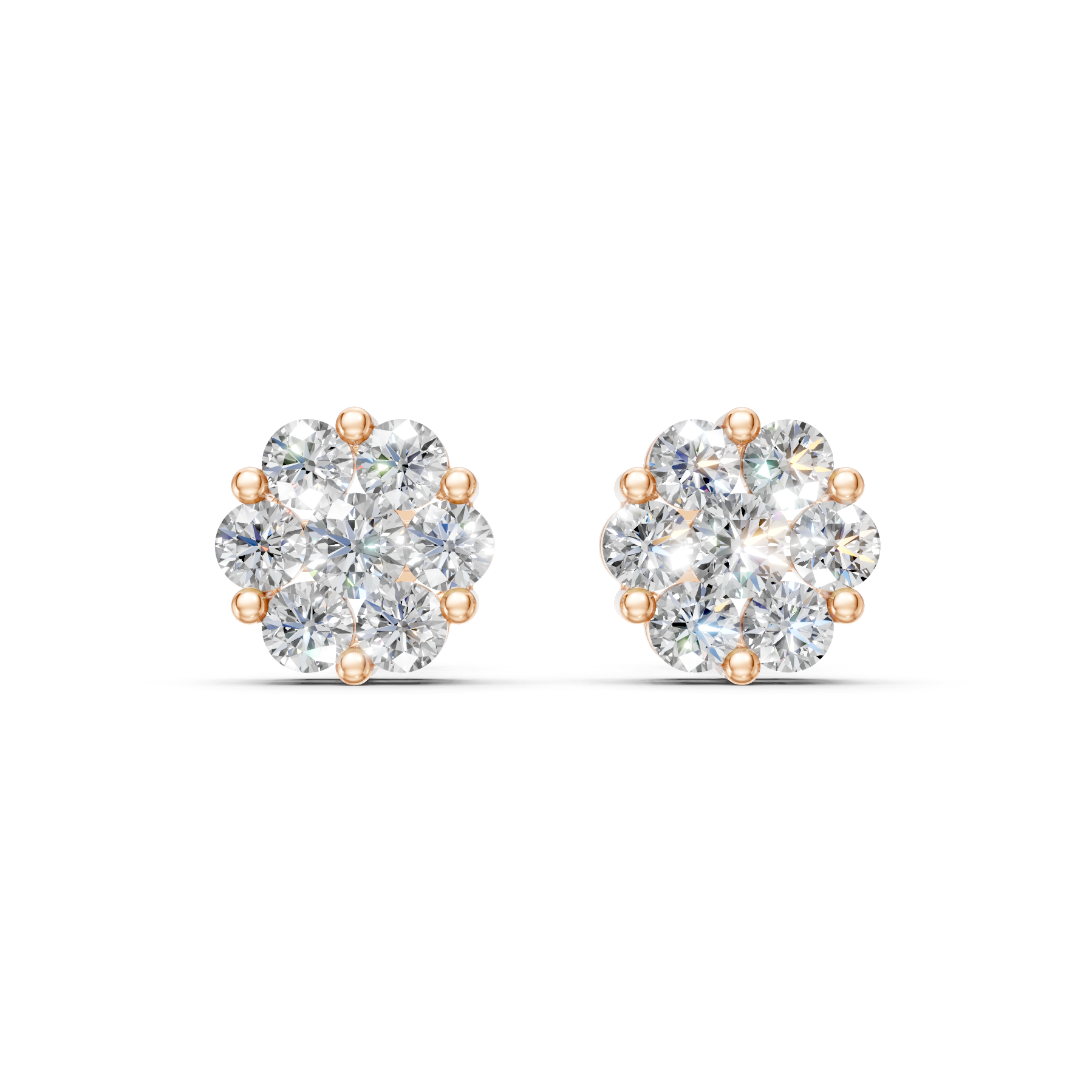 Lab Grown Diamond 0.95 CTW Cluster Stud Earrings-925 Sterling Silver