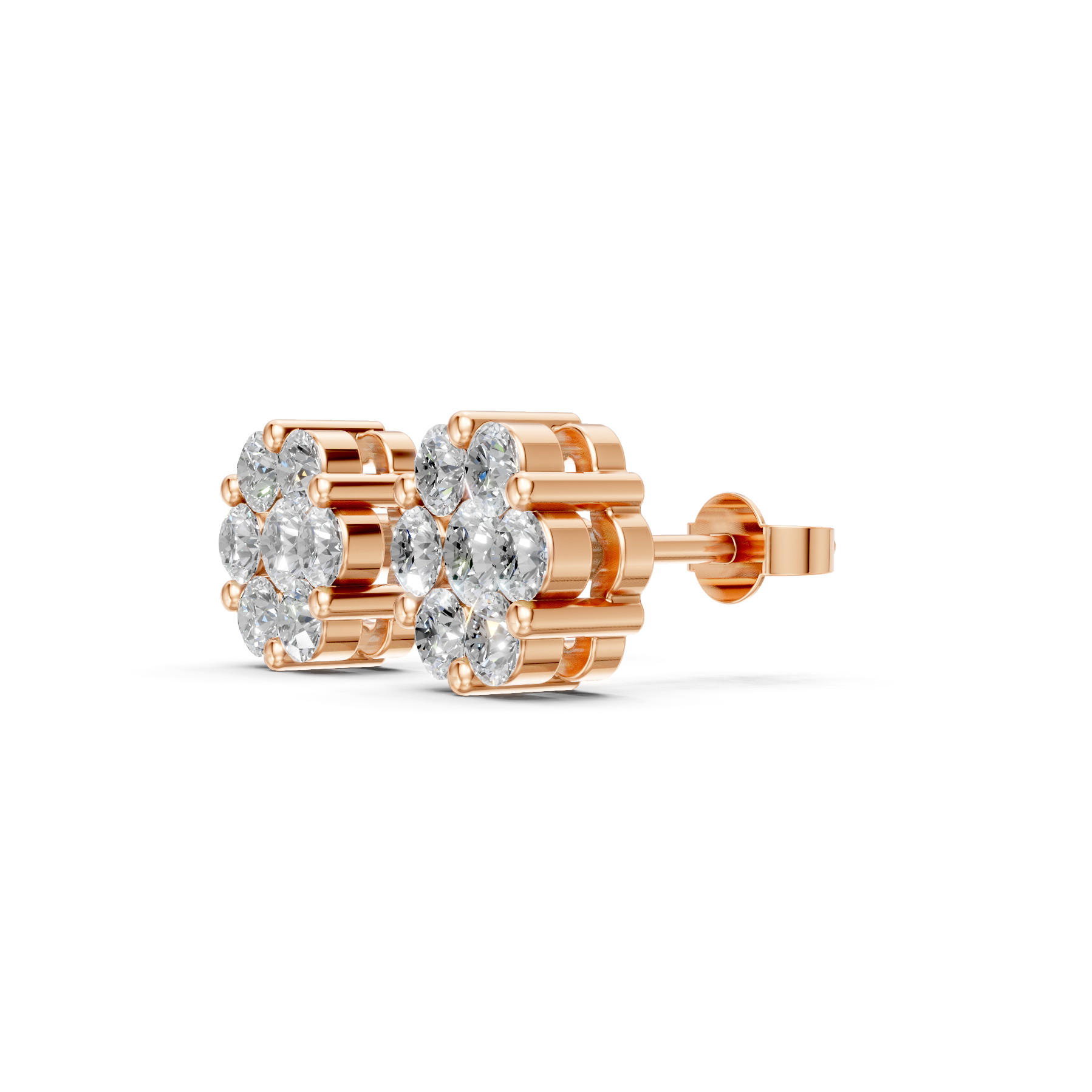 Lab Grown Diamond 0.95 CTW Cluster Stud Earrings-925 Sterling Silver