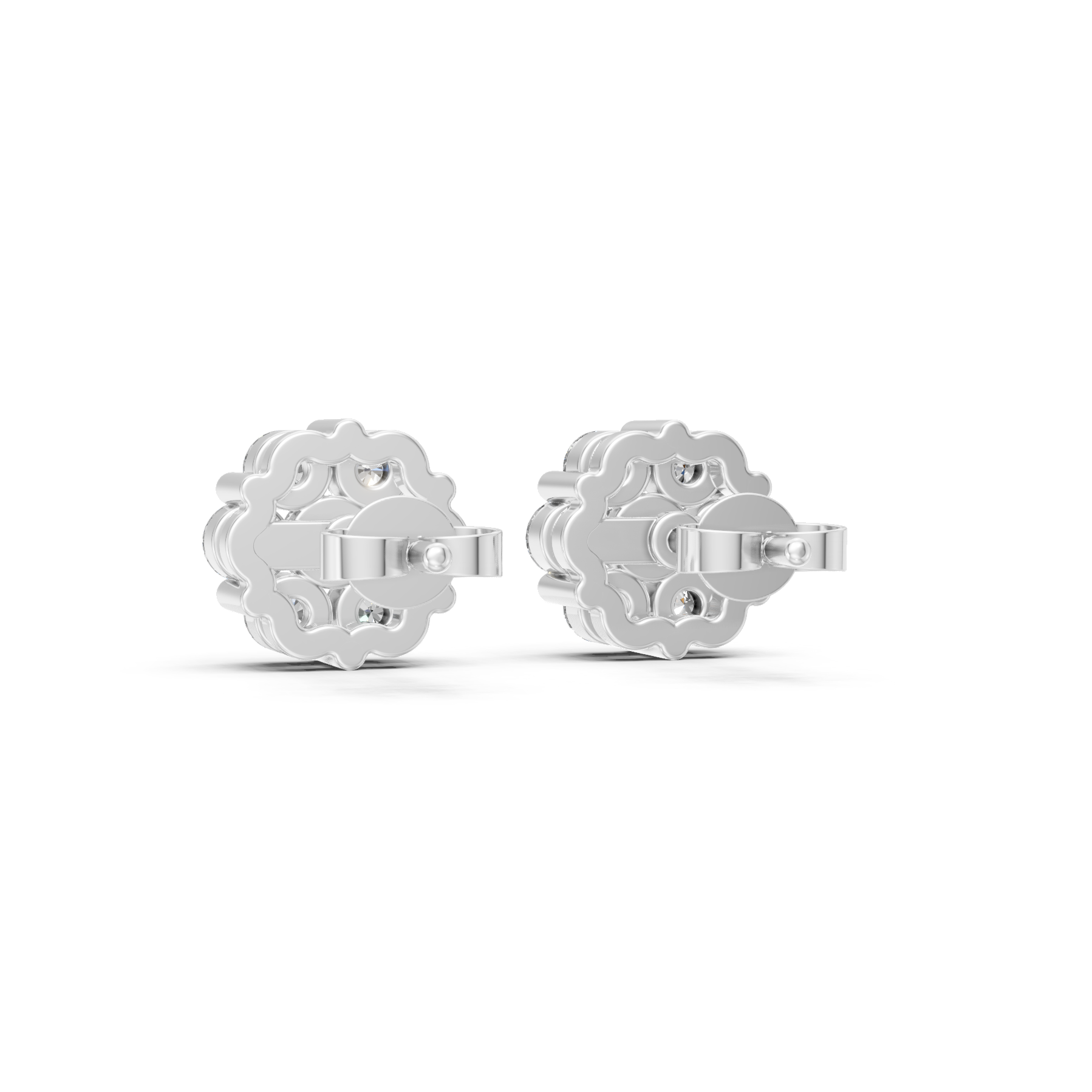 Lab Grown Diamond 0.95 CTW Cluster Stud Earrings-925 Sterling Silver
